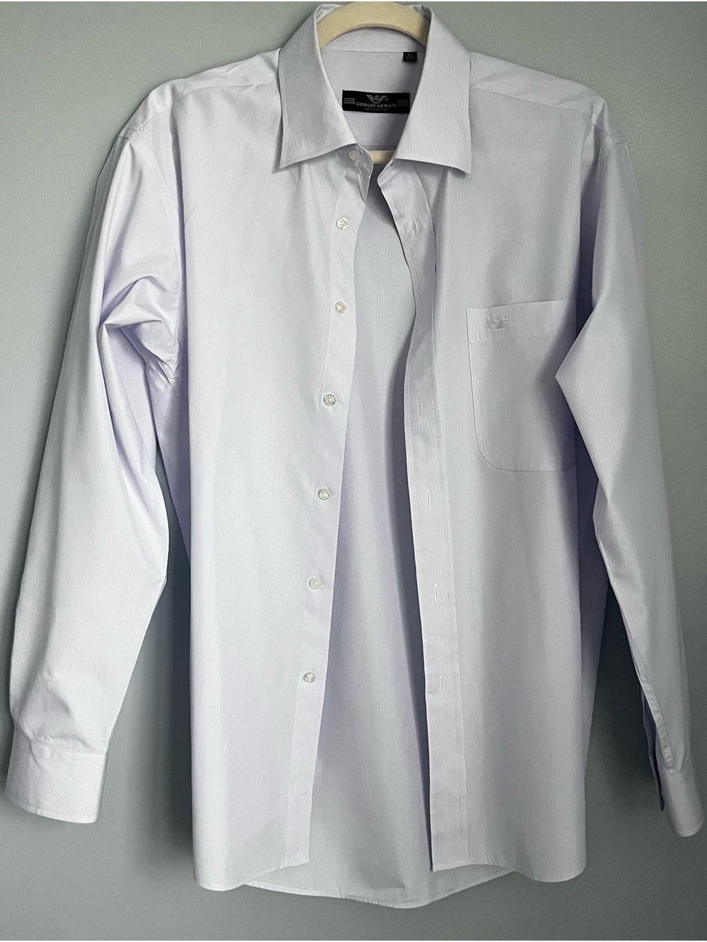 Giorgio Armani Le Collezioni Men's Pinstripe Cotton Dress Shirt White 16.5 33-34